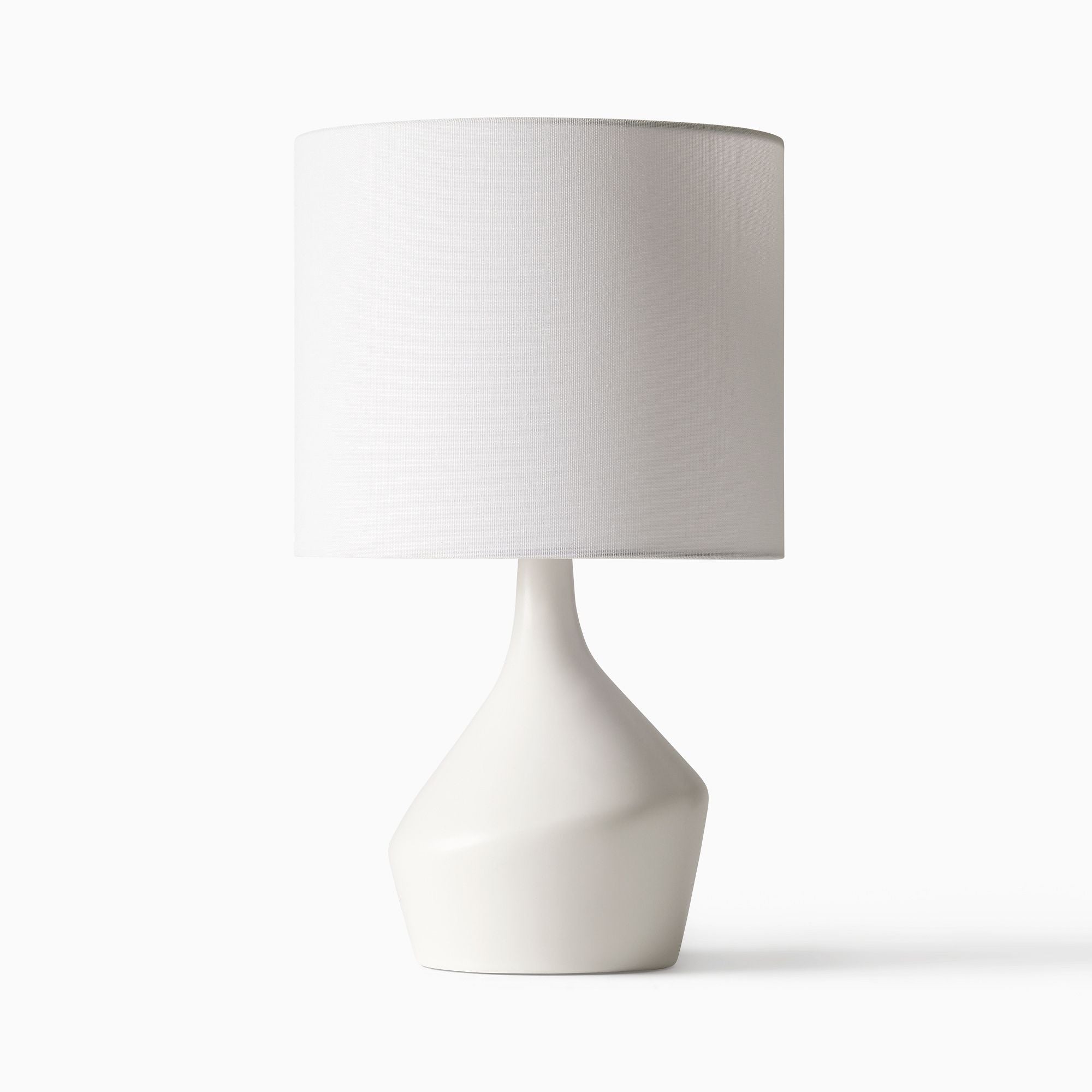 Lampe de Table Asymétrique en Céramique (43 cm) | Éclairage Sculptural avec Abat-jour en Lin