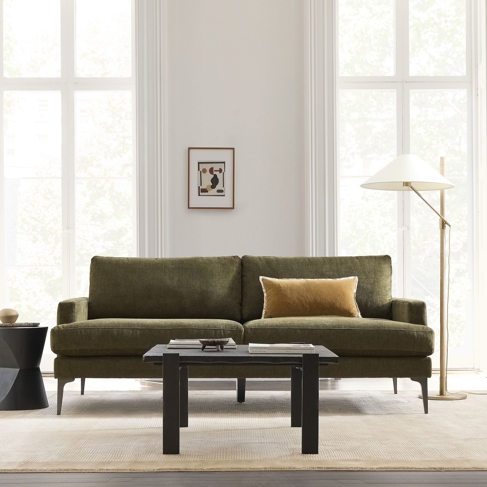 Devon Floor Lamp 64" – Antique Brass & Ash Wood | Modern Ambient Lighting