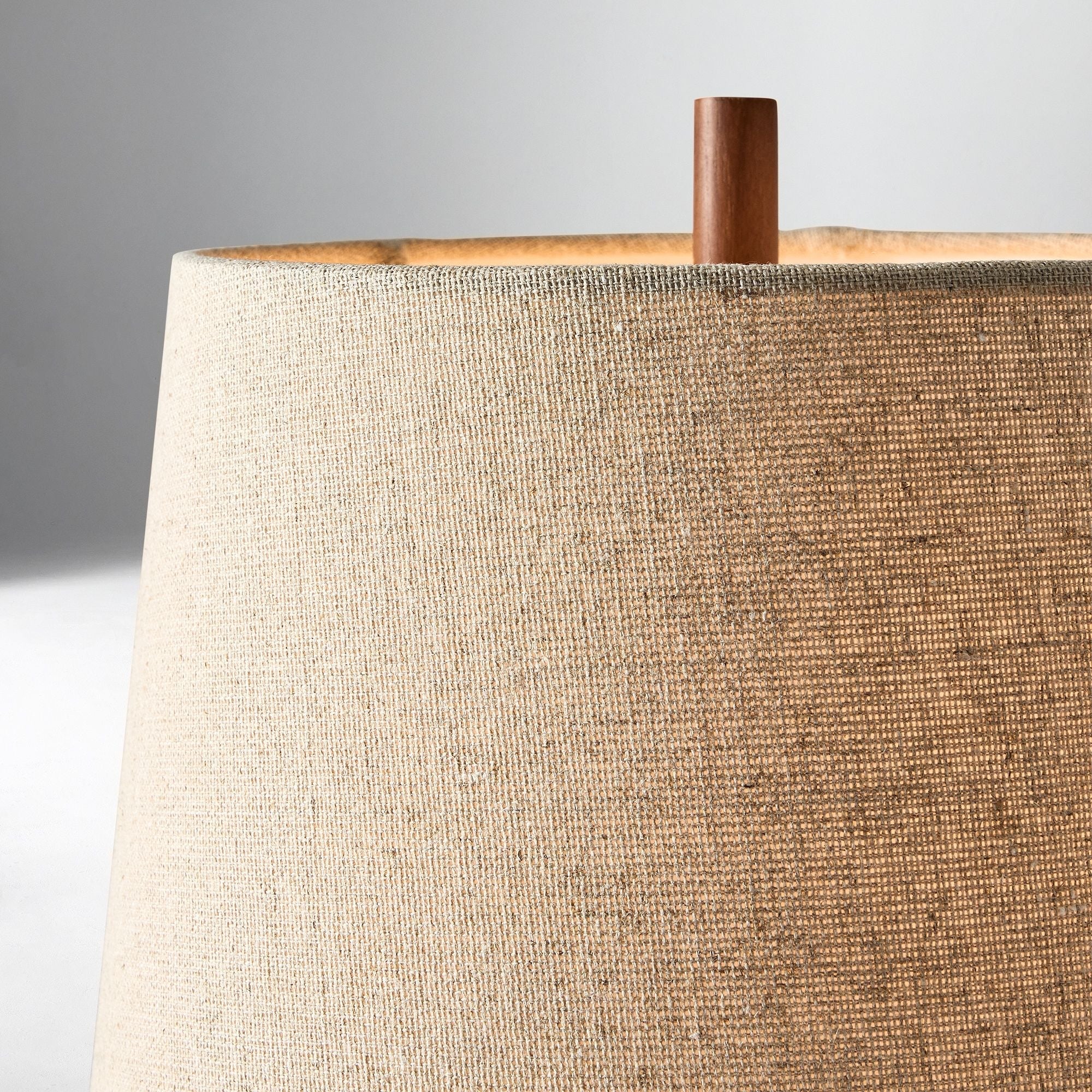 Bingley Ceramic & Wood Table Lamp by Walker & Co – Natural Linen Shade, 16.5"-22", UL Certified Lighting